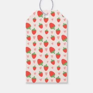 Étiquettes-cadeau Balise cadeau de fraises et de coeurs sucrés