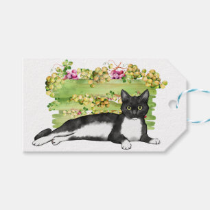 Étiquettes-cadeau Balise cadeau de jardin pour chat noir et blanc av