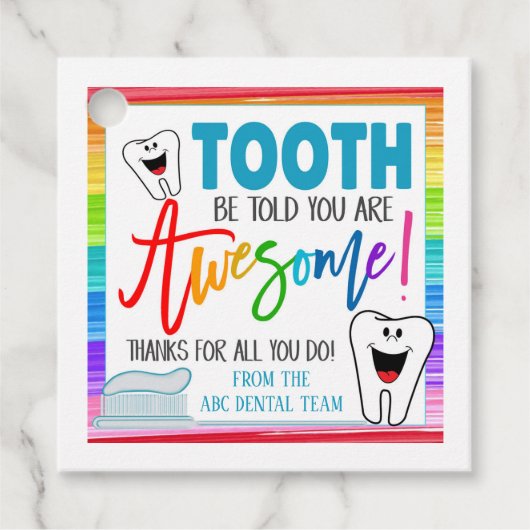 Étiquettes Cadeau Balise cadeau de la semaine d'appréciation dentair (Devant)