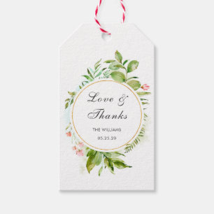 Étiquettes-cadeau Balise cadeau de Merci de feuillage vert d'aquarel