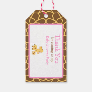 Étiquettes-cadeau Balise cadeau de Merci de girafe rose mignonne