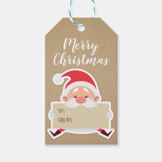 Étiquettes-cadeau Balise cadeau de Noël de Cute Père Noël (Devant)