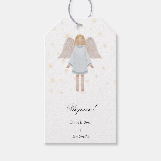Étiquettes-cadeau Balise cadeau de Noël de Nativité Angel (Devant)