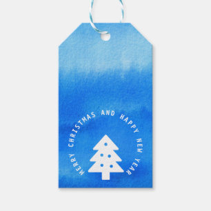 Étiquettes-cadeau Balise cadeau de Noël de pin bleu glace