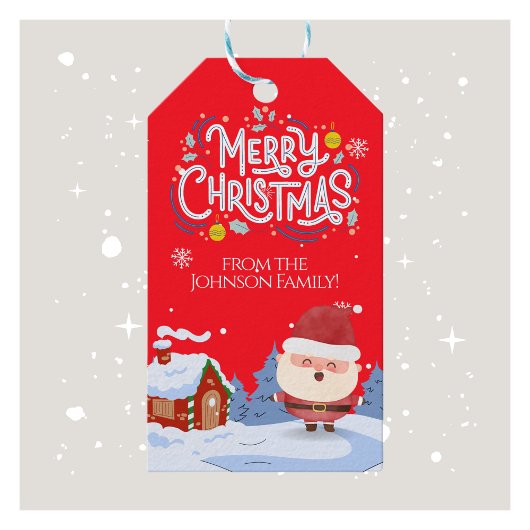 Étiquettes-cadeau Balise cadeau de Noël Festif Nom de famille