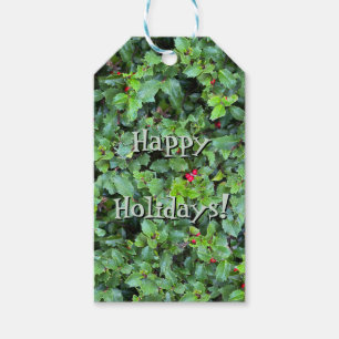 Étiquettes-cadeau Balise cadeau de Noël Festive Green Holly Berry