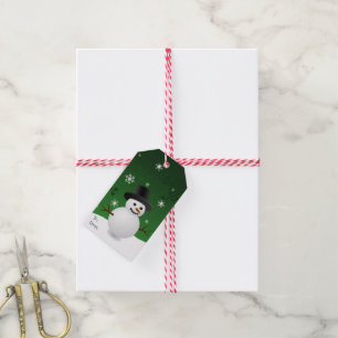 Étiquettes-cadeau Balise cadeau de Noël Green Snowman