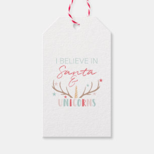 Étiquettes-cadeau Balise cadeau de Noël "I Believe In Père Noël & Un