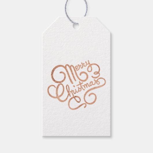 Étiquettes-cadeau Balise cadeau de Noël Joyeux rose Gold (Devant)
