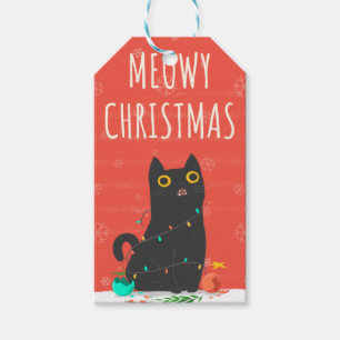 Étiquettes-cadeau Balise cadeau de Noël Kitty de Meowy