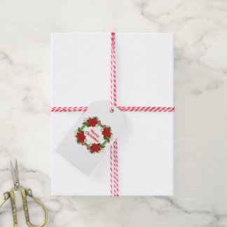 Étiquettes-cadeau Balise cadeau de Noël Poinsettia