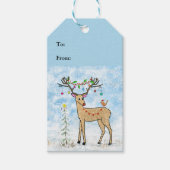 Étiquettes-cadeau Balise cadeau de Noël pour cerfs et oiseaux (Devant)