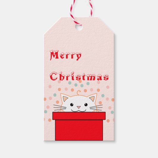 Étiquettes-cadeau Balise cadeau de Noël pour l'amoureux | Cute Chat  (Devant)