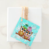 Étiquettes Cadeau Balise cadeau de Noël pour les Chouettes en Aquare (En situation)