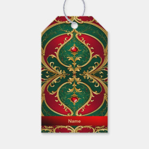 Étiquettes-cadeau Balise cadeau de Noël Red Green Gold