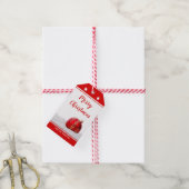 Étiquettes-cadeau Balise cadeau de Noël rouge blanc joyeux (Avec de la ficelle)
