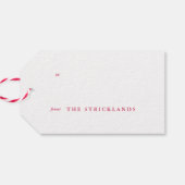 Étiquettes-cadeau Balise cadeau de Noël rouge et blanc (Dos Horizontal)