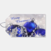 Étiquettes-cadeau Balise cadeau de Noël Silver and Blue Joyeux (Dos (Horizontal))
