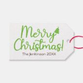 Étiquettes-cadeau Balise cadeau de Noël simple et verte (Devant (Horizontal))