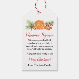 Étiquettes-cadeau Balise cadeau de Noël Stovetop Potpourri