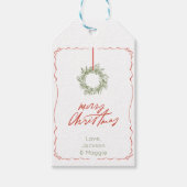 Étiquettes-cadeau Balise cadeau de Noël verte couronne (Devant)