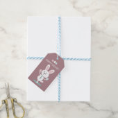 Étiquettes-cadeau Balise cadeau de Pâques de lapin heureux (Avec de laficelle)