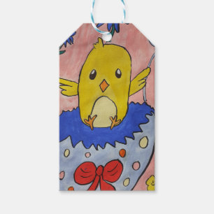Étiquettes-cadeau Balise cadeau de poussin de Pâques mignonne