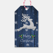Étiquettes-cadeau Balise cadeau de rennes de Noël bleu rustique (Devant)