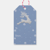 Étiquettes-cadeau Balise cadeau de rennes de Noël bleu rustique (Dos)