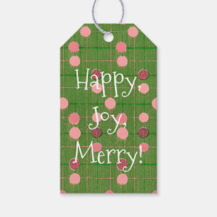Étiquettes-cadeau Balise cadeau de style vintage Pink Poka Dot Green
