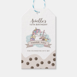Étiquettes-cadeau Balise Cadeau de thé au lait de bulle Unicorn et B