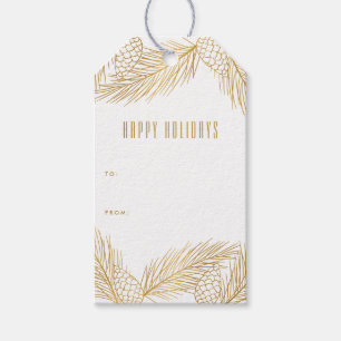 Étiquettes-cadeau Balise cadeau de vacances pour Pinecones d'or et a