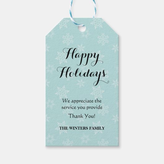 Étiquettes-cadeau Balise cadeau de vacances pour prestataires de ser (Devant)