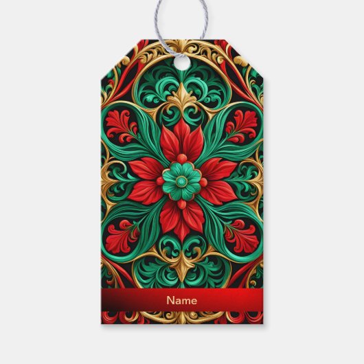 Étiquettes-cadeau Balise cadeau de vacances Red Green (Devant)