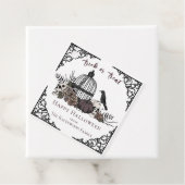 Étiquettes Cadeau Balise cadeau d'Halloween gothique noir et blanc (En situation)