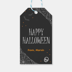 Étiquettes-cadeau Balise cadeau d'Halloween Web noir