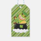 Étiquettes-cadeau Balise cadeau Diagonal Stripe Leprechaun (Devant)