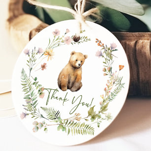 Étiquettes Cadeau Balise Cadeau du Baby shower de l'ours de la natur