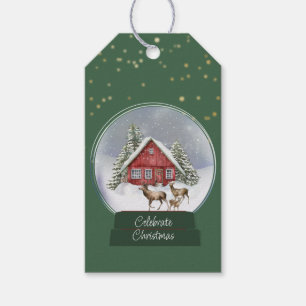 Étiquettes-cadeau Balise cadeau du Globe des neiges de la maison con