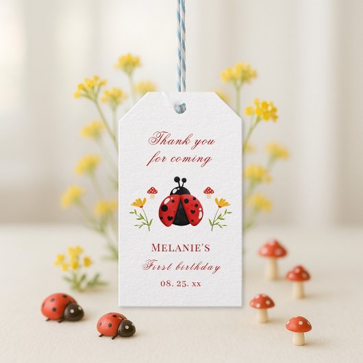 Étiquettes-cadeau Balise cadeau d'un mignon bug Ladybug 1er annivers