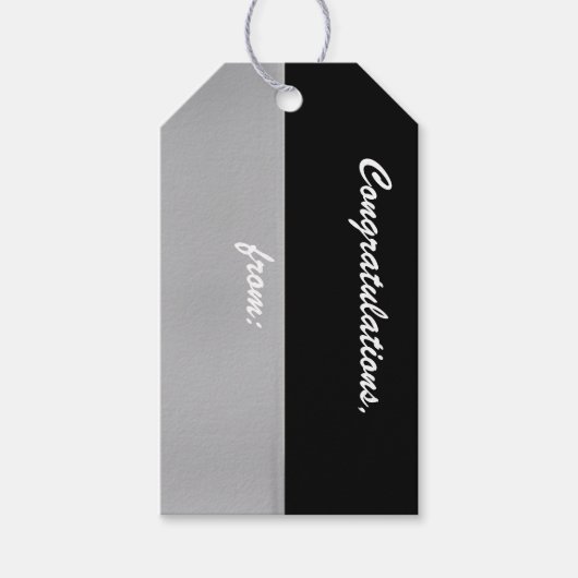 Étiquettes-cadeau Balise cadeau Félicitations Black and Silver (Devant)