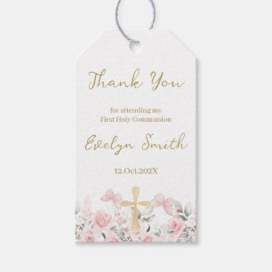 Étiquettes-cadeau Balise cadeau Floral First Communion