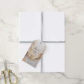 Étiquettes-cadeau Balise cadeau Floral or blanc (Avec de la ficelle)