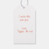 Étiquettes-cadeau Balise cadeau Fluffy Cat avec Fil et Écarf (Dos)