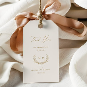 Étiquettes-cadeau Balise cadeau Gold & Cream Wedding Day Merci Favor
