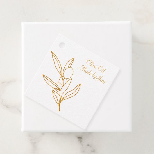 Étiquettes Cadeau Balise cadeau Gold Olive Branch (En situation)