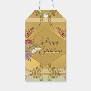 Étiquettes-cadeau Balise cadeau Golden Floral