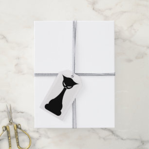 Étiquettes-cadeau Balise cadeau gothique en silhouette de chat noir