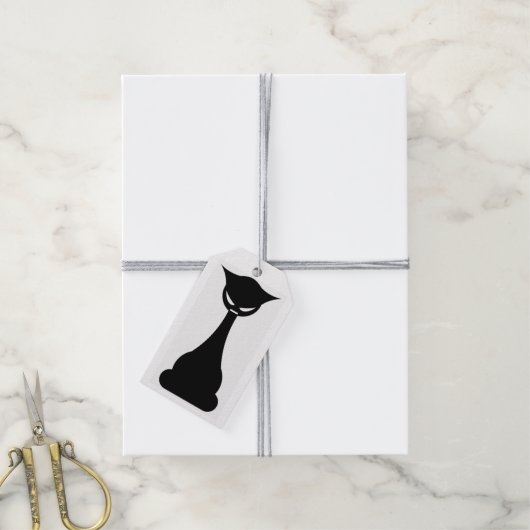 Étiquettes-cadeau Balise cadeau gothique en silhouette de chat noir (Avec de la ficelle)