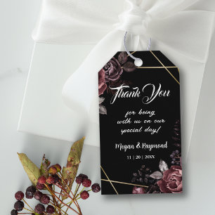 Étiquettes-cadeau Balise cadeau gothique Noir foncé Floral Mariage F